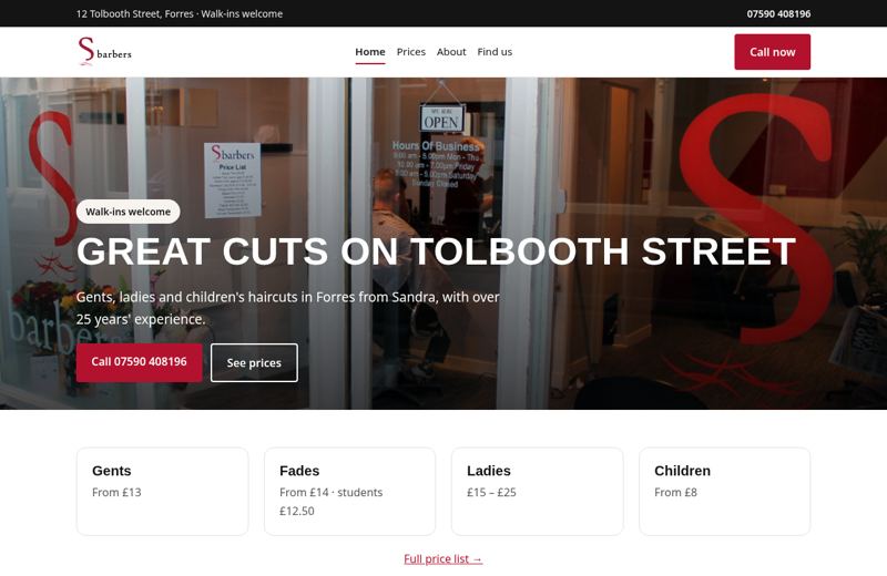 S Barbers redesign concept